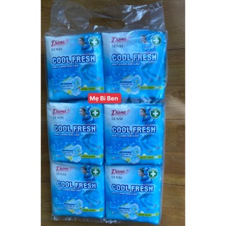 [KHÔNG CÁNH] Lốc 6 gói Băng vệ sinh Diana SenSi Cool Fresh siêu mỏng KHÔNG cánh gói 8 miếng 23cm - Hàng chính hãng
