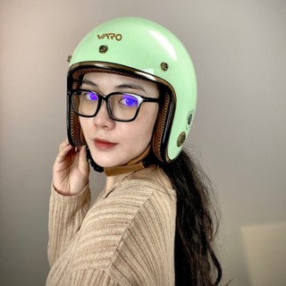 Mũ bảo hiểm 3 4 VARO helmets Viền đồng lót nâu bảo hành 12 tháng-tặng kèm khan đa năng