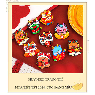 Ghim cài áo , huy hiệu trang trí, trâm cài áo ,balo hoạ tiết rồng tết 2024 cực đáng yêu