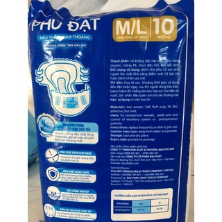Tã bỉm dán Phú Đạt có vách siêu thấm hút size ML XL từ 50-100 kg