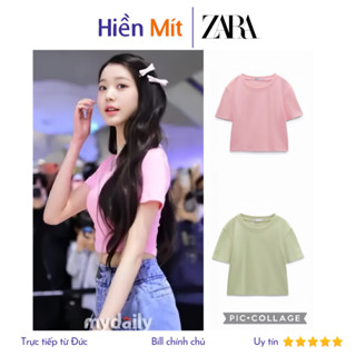 ZARA Đức - Áo thun form ngắn basic ngắn tay cổ tròn xanh hồng vàng sale auth new tag cao cấp chính hãng có sẵn 1660/801