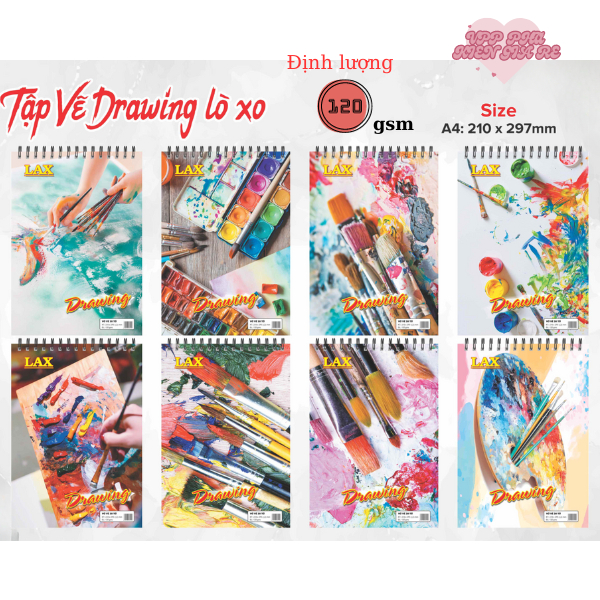 Vở tập vẽ lò xo A4 khổ dọc, sổ vẽ, vở vẽ, tập vẽ A4 cho học sinh sinh viên