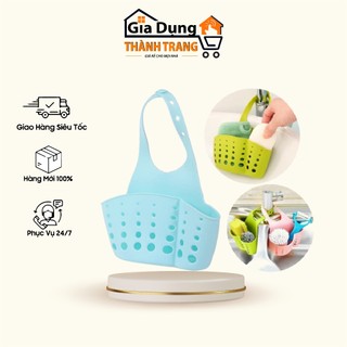 Giỏ Đựng Giẻ Lưới Rửa Bát Thoáng Mát - Giỏ Nhựa Treo Đồ Rửa Chén, Gắn Vòi Nước Bồn Rửa Có Móc Cài Quai