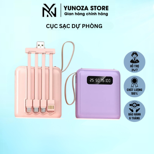 Củ Sạc Dự Phòng 20000mAh Tích Hợp 4 Cổng Sạc - Pin Dự Phòng Mini Màn Hình Led Bảo Hành 6 Tháng YUNOZA