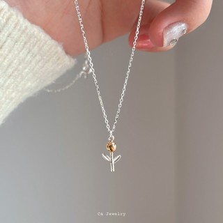  Dây chuyền nữ vòng cổ nữ bạc s925 hoa tulip nhỏ bông hoa màu vàng hồng phong cách Hàn Quốc Cá jewelry DC276 