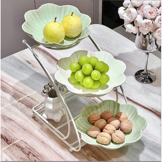 KHAY 3 TẦNG ĐỰNG HOA QUẢ (TẶNG KÈM  DĨA GẤU)