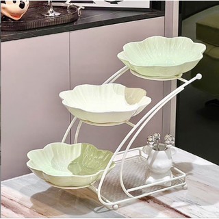 KHAY 3 TẦNG ĐỰNG HOA QUẢ (TẶNG KÈM  DĨA GẤU)