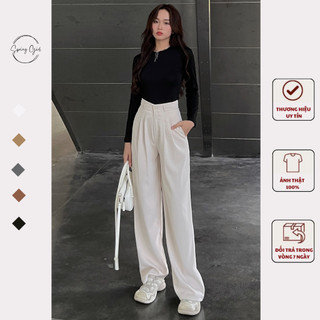 ( Ảnh shop chụp ) Quần tây nữ ống suông cạp cao chất GOLD cao cấp form đứng SPRING - Quan929/P0K29.30