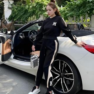 Set Bộ Nỉ Chữ M Hình Thêu Nổi Cho Nữ Dài Tay, Chất Nỉ Bền Đẹp - Set Bộ Thu Đông Nữ Sang Chảnh Siêu Ấm (Chữ M) Áo Top