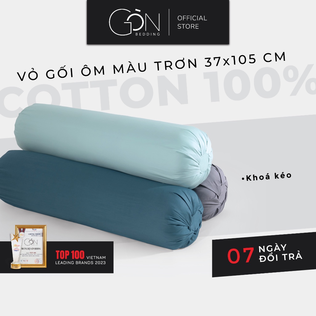 [Nhiều màu - Khoá kéo] Vỏ Gối Ôm Gòn Bedding Cotton 100% Hàn Quốc Màu Trơn 35x100 cm 37x105 cm