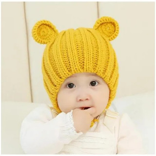 Mũ len tai gấu vặn thừng cho bé có dây buộc - nón len phong cách hàn quốc cho bé
