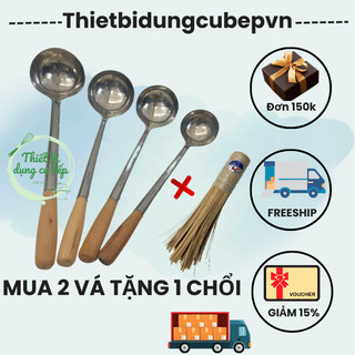 Combo mua 2 vá xào bất kỳ tặng 1 cây chổi chùi chảo