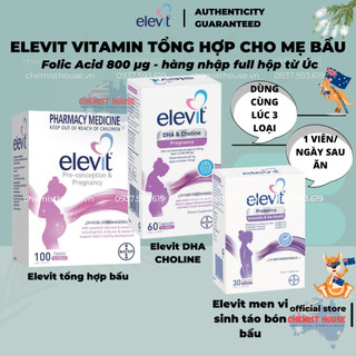 Combo 3 món Elevit bầu Úc (Elevit hồng vitamin tổng hợp bầu + Elevit DHA bầu + Elevit men vi sinh táo bón probiotics)