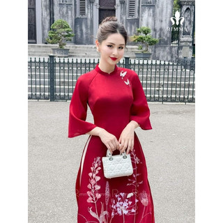 Áo dài von tơ 4 tà đỏ xinh cho tết 2024 MinhAnhFashion