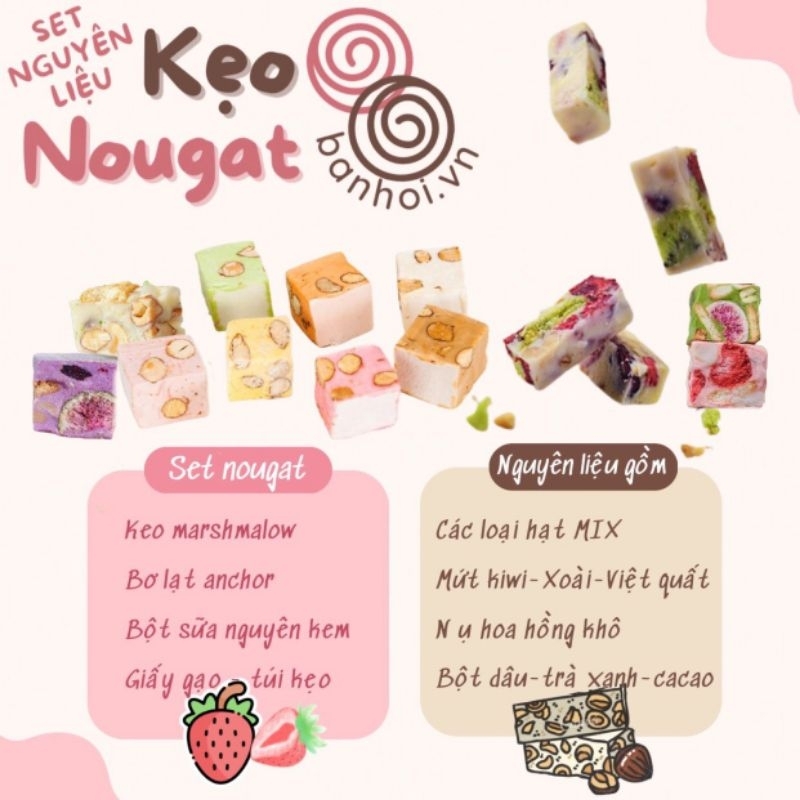 Set nguyên liệu làm kẹo Nougat (kẹo Hạnh phúc)
