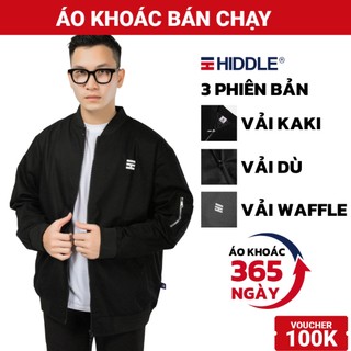 Áo khoác bomber nam chính hãng HIDDLE kaki, gió, nỉ waffle Hàn Quốc basic khóa kéo| H04-AK3&H11-AK10&H12-AK2