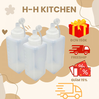 Chai nhựa đựng sốt/mứt có nắp có chia vạch - Bình Tương vuông đa năng H.H KITCHENWARE