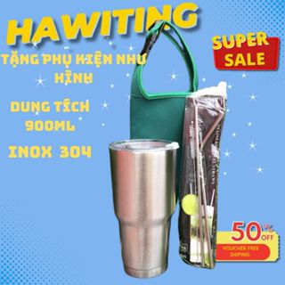 Ly giữ nhiệt Thái Lan 900ml tặng kèm 1 túi giữ nhiệt+ nắp chống tràn+ống hút và cây cọ- ly giữ nhiệt
