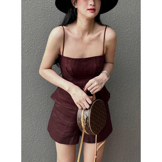  SET LINEN NÂU ĐỎ ÁO 2 DÂY MIX QUẦN ĐÙI SIÊU XINH ĐỦ SIZE CHẤT ĐẸP 