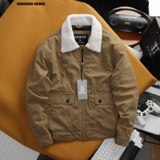 [HẾN STORE MENSWEAR] Áo khoác nhung trần trám cổ lông Heboz 2M, áo khoác nam cổ bẻ form vừa vặn - 00001950