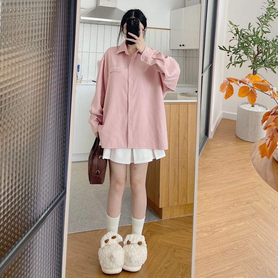 Áo Sơ Mi Nữ Form Rộng Dáng Dài JEMCLOSET Phong Cách Trẻ Trung Ulzzang Style Năng Động Hanbi 10414