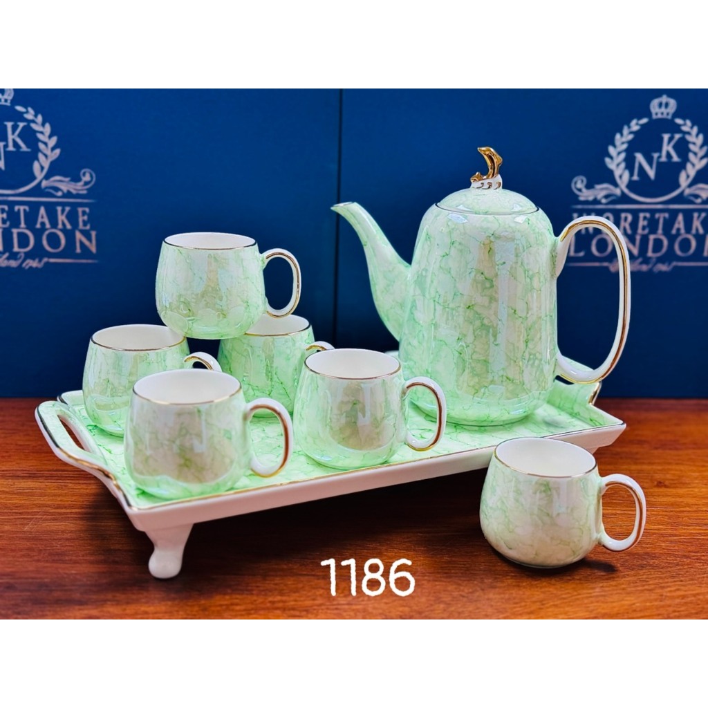 Ấm chén pha trà màu vân đá. bộ tách trà màu vân ghi. ấm chén pha trà