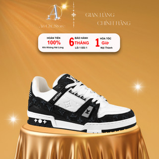 Giày LV Louis Vuitton Trainer Black White, Giày Bản best da thật, đế tăng chiều cao, full phụ kiện.