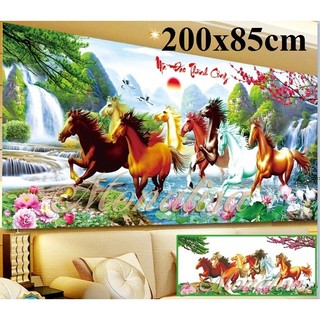 (KHO SỈ)  Tranh đính đá ngựa Mã đáo thành công 200x85cm