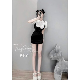 Đầm body- thun phối vải