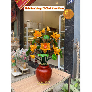 Bình hoa sen gỗ 17 bông