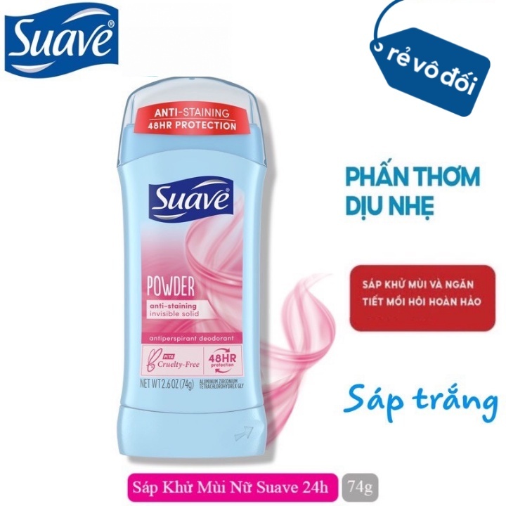 Sáp Khử Mùi Suave Power Invisible Solid 24Hour 74g