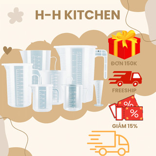 Ca đong định lượng pha chế dung tích 50ml - 100ml - 250ml - 500ml -1000ml đẹp dày dặn có quai h.h kitchenware
