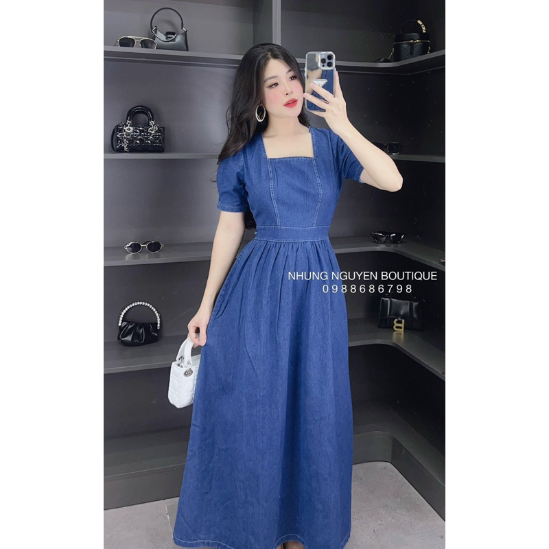 Đầm jean bò dáng dài Quảng Châu chuẩn ảnh