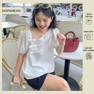 Áo kiểu sơ mi trắng cổ chéo phối nơ Midi