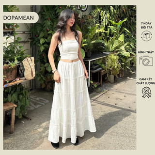 Chân váy dài trắng 2 lớp tầng Cadi - DOPAMEAN