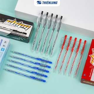 Combo 5/10/20 Bút bi Thiên Long TL-089 ngòi 0.5mm mực xanh/đỏ/đen dạng bấm cò nơi cầm tay có tiết diện tam giác
