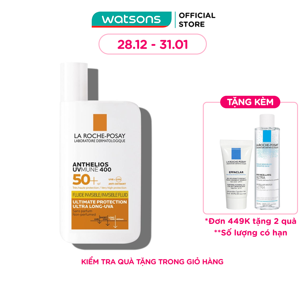 Sữa Chống Nắng La Roche - Posay Mỏng Nhẹ Bảo Vệ Da Tối Ưu Anthelios Uvmune 400 Spf50+ 50Ml