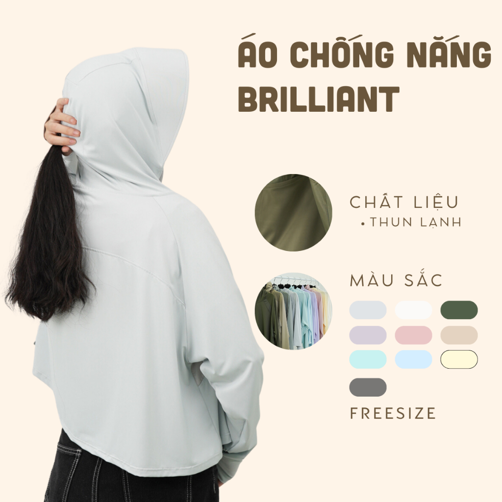 Áo chống nắng nữ croptop chống tia cực tím UPF 50+ chống tia UV chất lụa nhẹ mát lạnh rộng freesize 70kg form ngắn | BigBuy360 - bigbuy360.vn