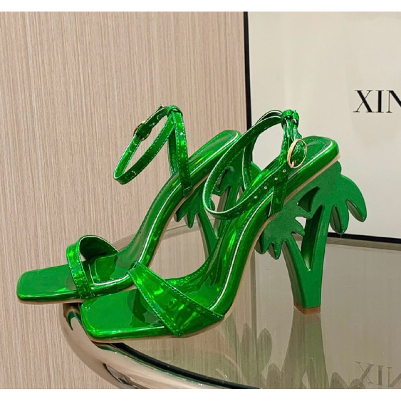 ORDER 🌼 Giày , Guốc quai ngang mũi vuông da nhũ gót trong vàng- bạc 35-39 10cm