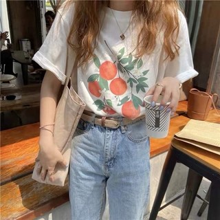 Áo thun nữ in hình Quả Cam MENINA_STUDIO, áo thun form rộng vải cotton siêu xinh