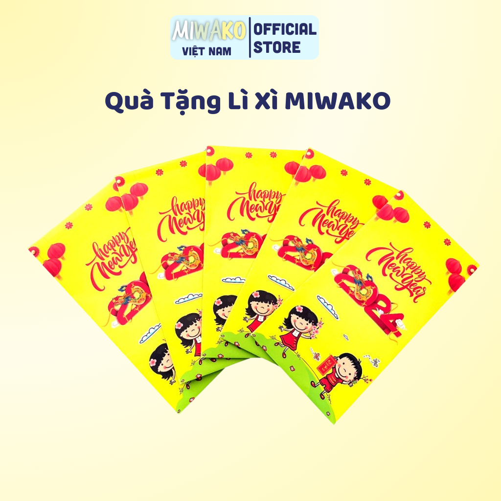 [Quà tặng] Combo 5 Bao Lì Xì Tết Giáp Thìn 2024 Logo Sữa Hạt Miwako - Miwako Official