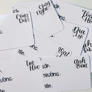 Set nhãn vở theo môn học vẽ tay đơn giản, pastel - Bơ Chăm Chỉ