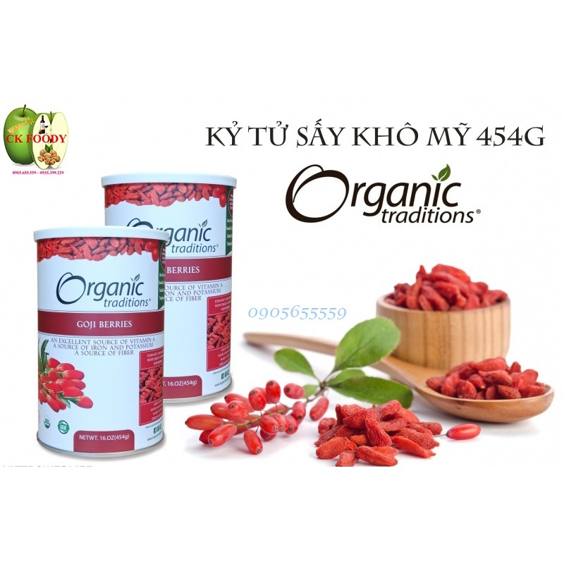 🎋🎋🎋KỶ TỬ HỮU CƠ SẤY LẠNH THƯƠNG HIỆU ORGANIC TRADITIONS GOJI BERREIS - MỸ hộp 454g.