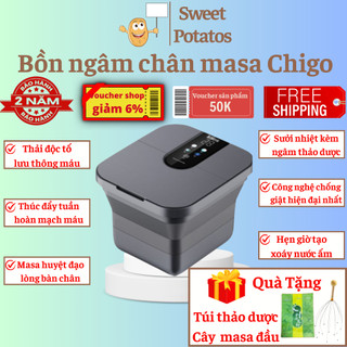 Máy ngâm chân massage thải độc Chigo, Chậu ngâm chân massage hồng ngoại sục khí con lăn có điều khiển, Bồn ngâm chân