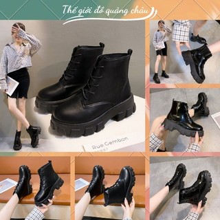Giày Bốt Cao Cổ Nữ Buộc Dây Phong Cách Hàn Quốc - Boot Nữ Da PU Mềm (S6)