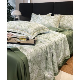 Set chăn ga gối lụa thái nhập khẩu cao cấp 4 món, chất liệu lụa thái mềm mịn, thoáng mát, chăn đã trần bông