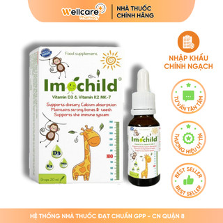   Chính hãng  Imochild D3K2  - Chai 20ml bổ sung D3 K2 phát triển răng xương tăng cường trí não ở bé 
