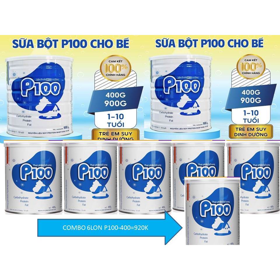 COMBO 6 LON SỮA P100 - 400G