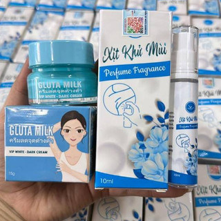 Kem mờ thâm nách khử mùi hôi vùng nách Gluta Milk Vip White (15g) + tặng xịt khử mùi hôi (10ml)
