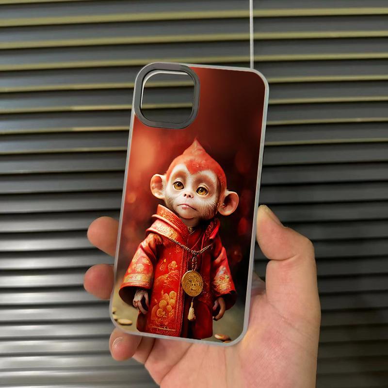 Ốp iPhone Tết 2024 lưng nhám viền vuông bảo vệ camera tuổi Khỉ trong 12 con giáp dành cho iP6 đến iP15promax - chống sốc